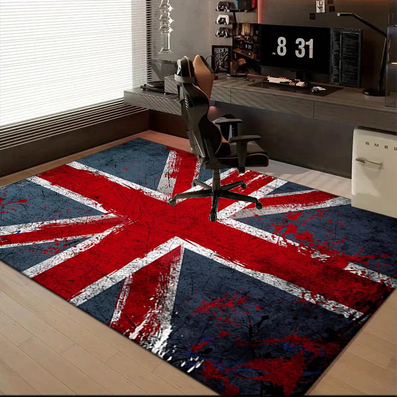 British Flag Artwork Rug Office Floor Mat - Machine Washable for Bedroom, bedroom, livingroom, Room Decor Fan Gifts Christmas