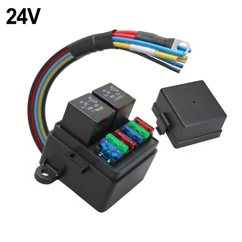 12V/24V 4-Way Car Fuse Box W/ 4/5 Pin Relay 2/3 Relays IP65 Waterproof For Truck RV Car Accessories
