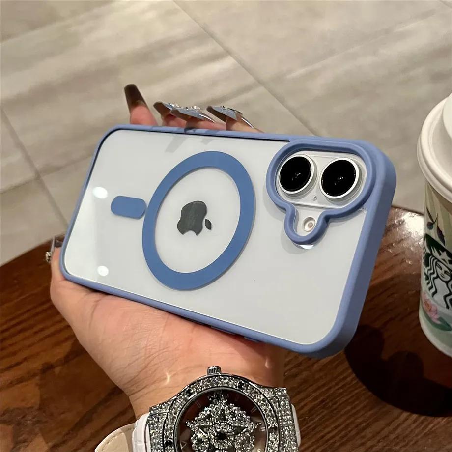 Luxury Magsafe Transparent Case For iPhone 17 16 15 14 13 12 11 Pro Max Mini 17 Air Magnetic Wireless Charge Bumper Cases Cover