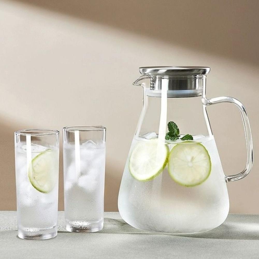 2600ml Glass Water Pitcher High Borosilicate Large Capacity Glass Cold Water Kettle Heat Resisttant with Lid Glass Tea Pot