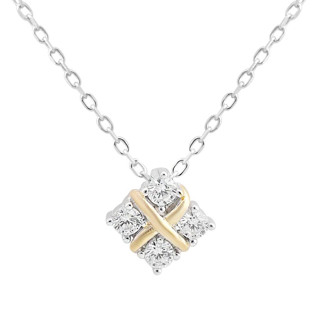 Серебряное колье с фианитами, вес изделия 2,84 гр (2198437)