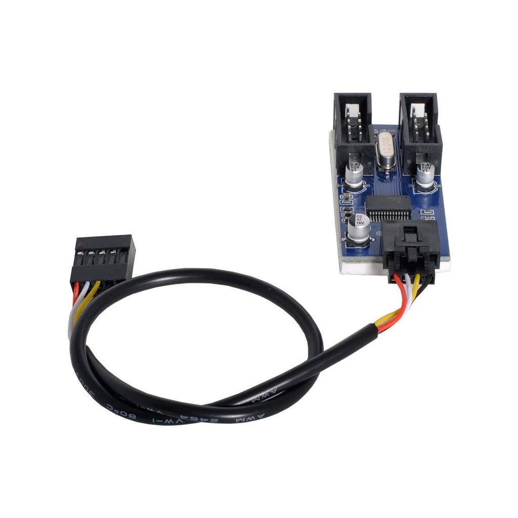 Xiwai Motherboard USB Header Female Extension Cable Hub Connector Adapter Port 9-Pin 2.0 1-2 Multi-Liner