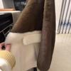 2025 Autumn/Winter New Plush Head High Collar Zipper Kangaroo Pocket Contrast Splicing Women's Coat