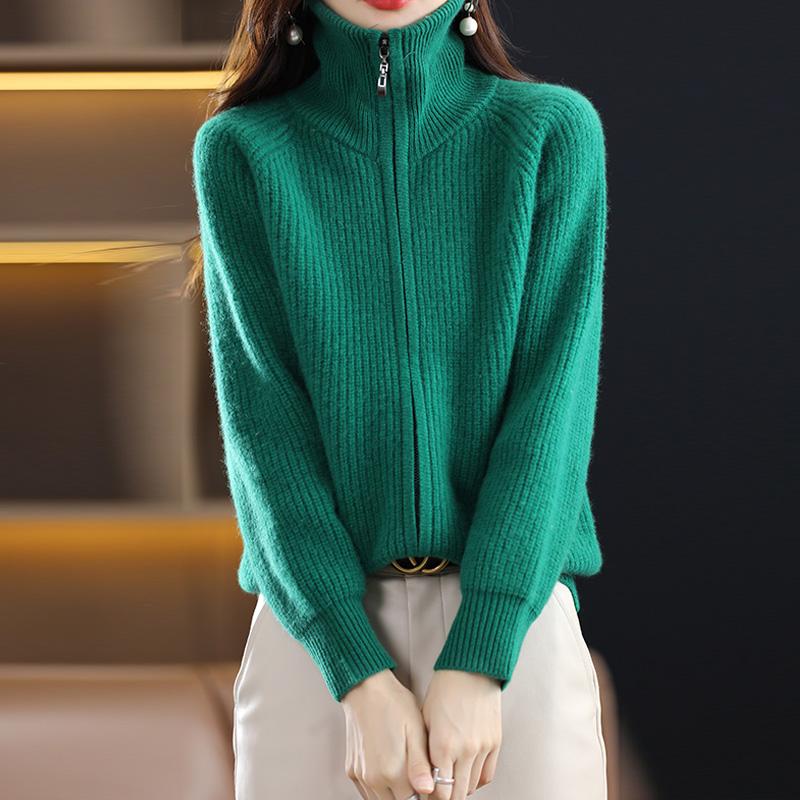 Cardigan damă din cașmir Qinghe cașmir 30% cașmir 70% lână toamnă și iarnă cardigan îngroșat din cașmir moale și cald