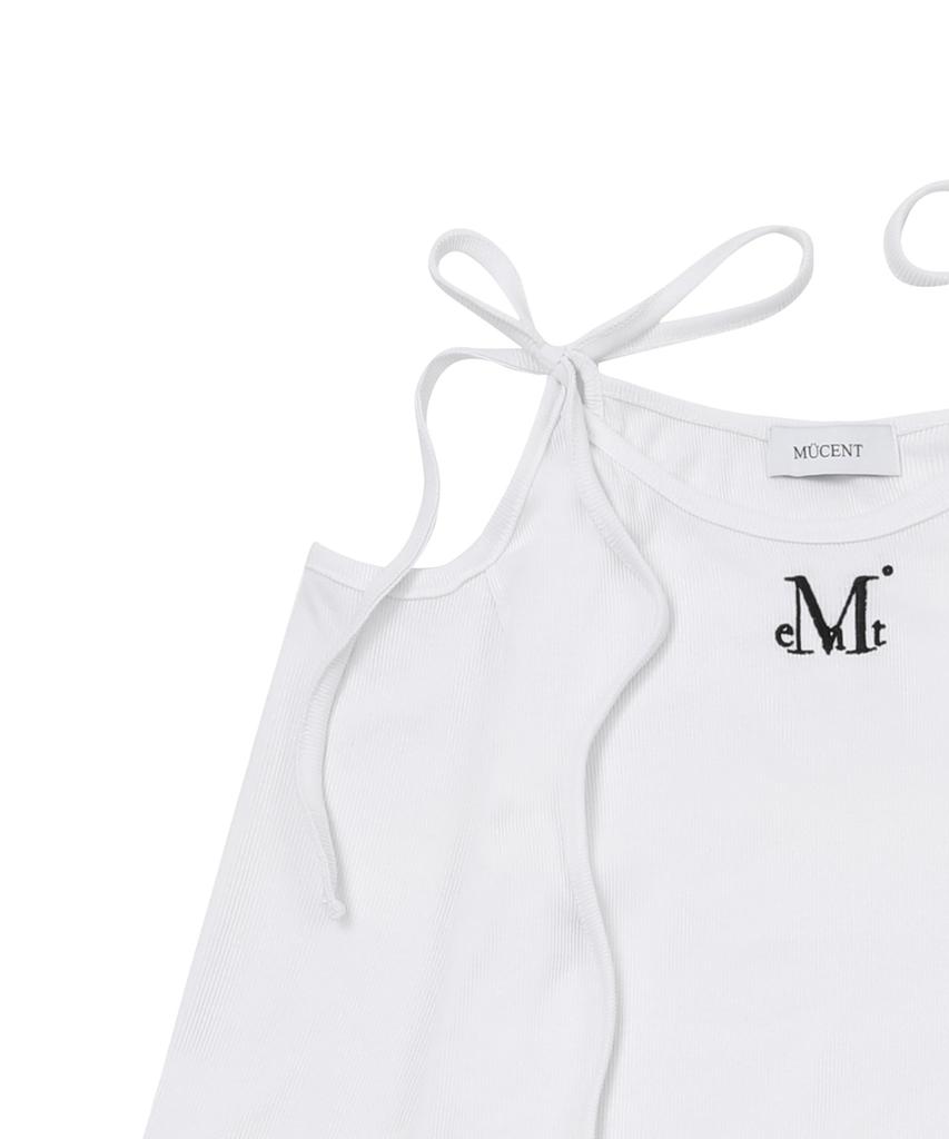 MUCENT Neckline Ribbon Off-Shoulder Tee (3 Colors)