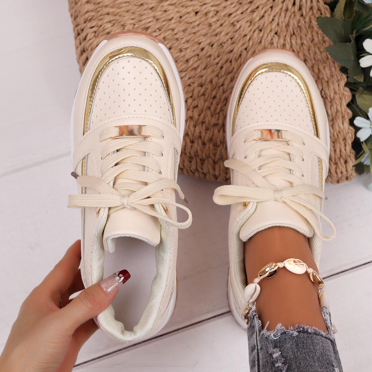 

Модные женские кроссовки Новая модная обувь для женщин Туфли-лоферы Круглый носок Завязка спереди Уличные Легкие Повседневные Кроссовки для женщин 38 абрикосовый