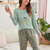 Fresh Homewear Pajamas Women's Round Neck Long-sleeved Trousers Milk Silk Autumn Round Neck Pullover Suit