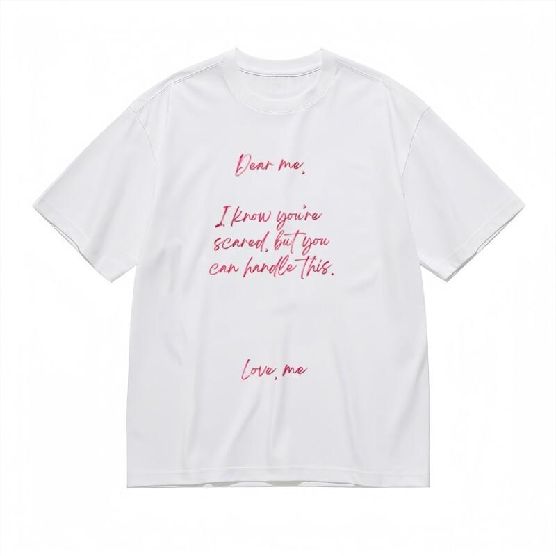 

Женская удобная классическая футболка с мотивирующей цитатой для преодоления страха L