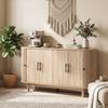 Living Room Sideboard, Oval, 4 Doors, 2 Adjustable Shelves, 147 x 40 x 76 cm, Oak