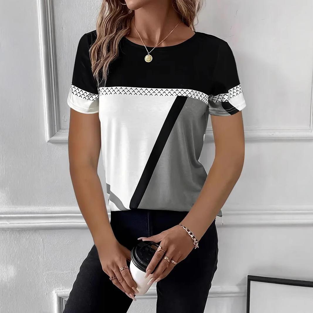 

Летний топ с круглым вырезом, 3D-принтом, имитирующим вязание, модный, повседневный, с короткими рукавами, женские футболки 6XL