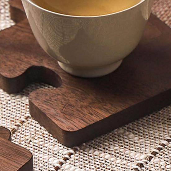 Ahşap Yapboz Bardak Altlığı Vintage Yapboz Şeklinde Çiftlik Evi Kahve Masası Dekorasyonu İçin Bardaklık Bar Aksesuarları