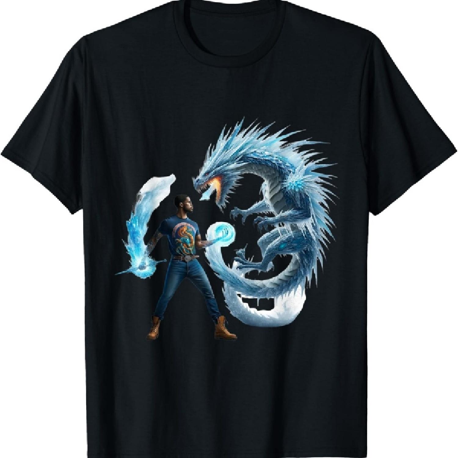 

African American Black Man Magic Dragon Superhero T-Shirt XXXXXL