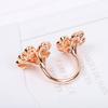 New Hot Brand Vintage Rings Anniversary Fashion Party Jewelry Rings For Women 925 Sliver Rose Gold Color 4 Hearts Flowers Rings