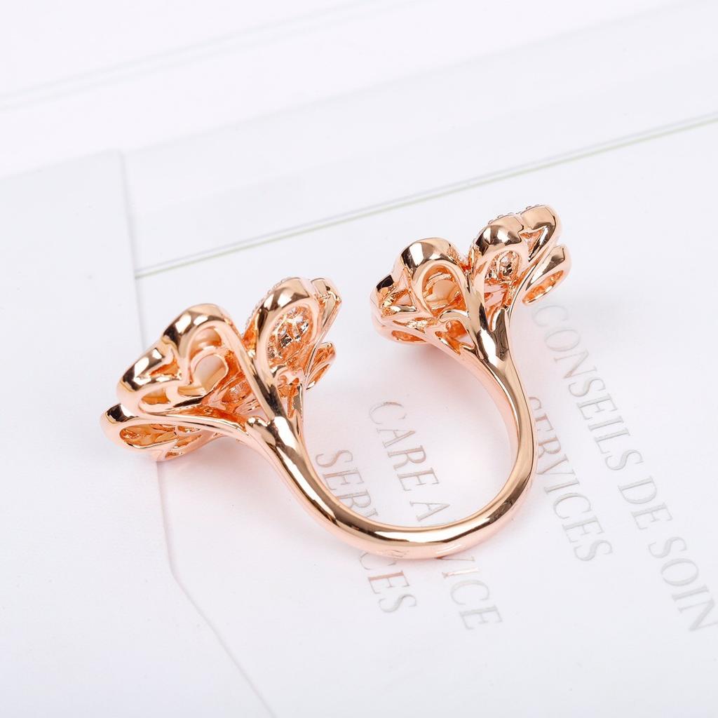 New Hot Brand Vintage Rings Anniversary Fashion Party Jewelry Rings For Women 925 Sliver Rose Gold Color 4 Hearts Flowers Rings