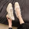 Fashion Women's Coarse Heel Single Shoes Winter New Square Head Shallow Mouth Non-slip Wear-resistant Word with Low Top Shoes