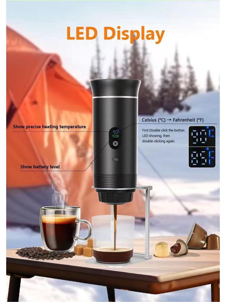 Upgraded Portable Capsule Espresso Machine - Small, Electric, Black