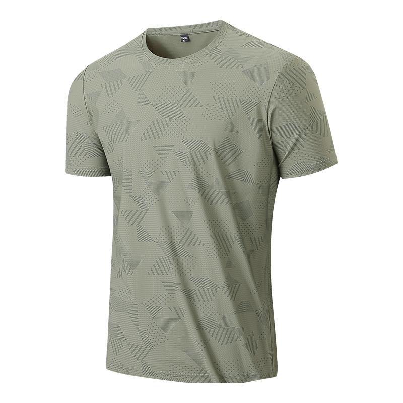 T-shirt da Uomo Estiva a Maniche Corte Asciugatura Rapida in Seta Ghiacciata, T-shirt Versatile Girocollo