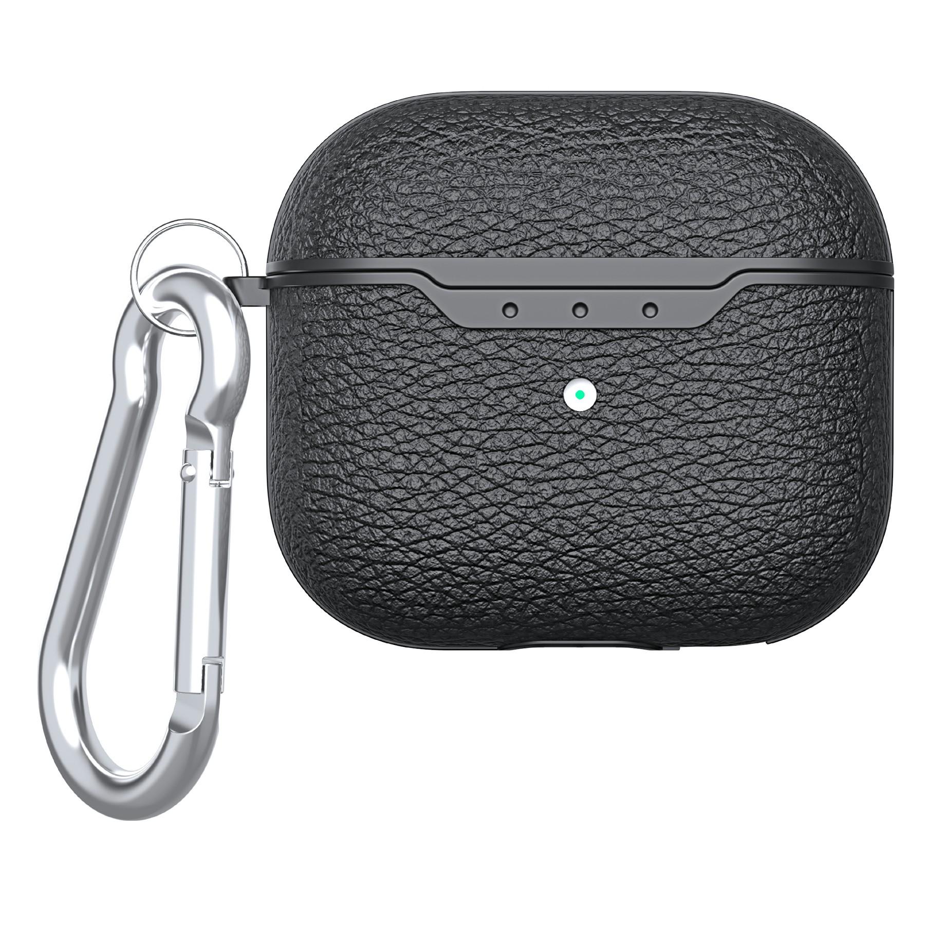 

For AirPods 4 Charging Case Cover Litchi Texture Bluetooth-compatible Earbuds Shockproof TPU Case with Buckle A