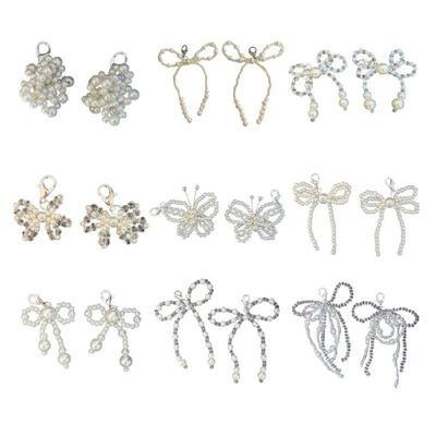 Beautiful Bowknot Shoe Adornments Sophisticated Pearls Bowknot Shoe Accessory Personalized Beaded Show Decoration