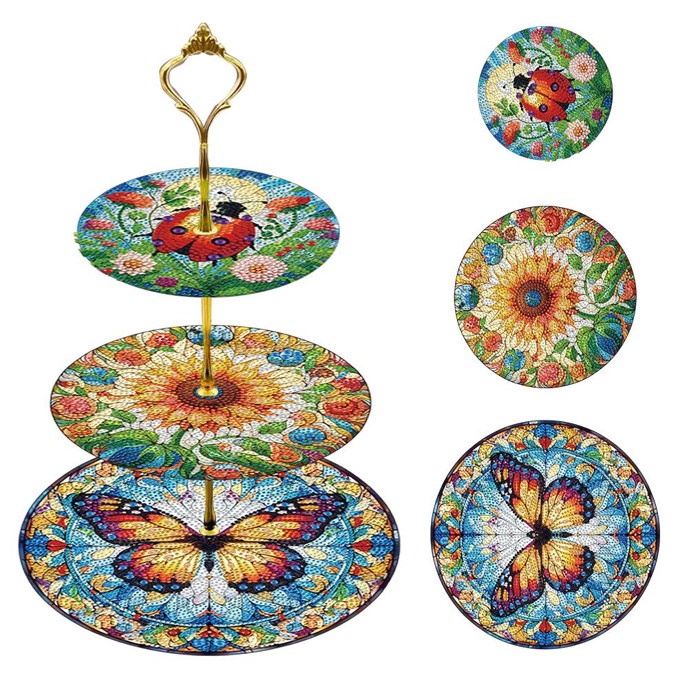 3 Tier Butterfly Home Organizer Rack DIY Diamond Kits Crystal Display Rack Kit 5D DIY Shelf Art Craft Set for Bedroom Bathroom