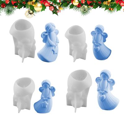 4 Pieces 3D Angel Silicone Mold 3D Angel Epoxy Casting Handcraft Moulds For Christmas Wedding Party Home Decoration