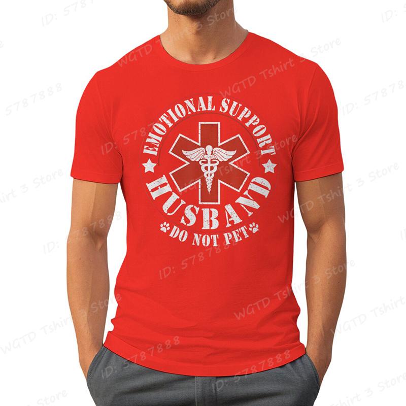 Emotionaler Unterstützungs-Ehemann Nicht streicheln Aufdruck T-Shirts Lustiges Herren-Ehemann-T-Shirt Sommer Lässige Kurzarm-Oberteile Herrenbekleidung