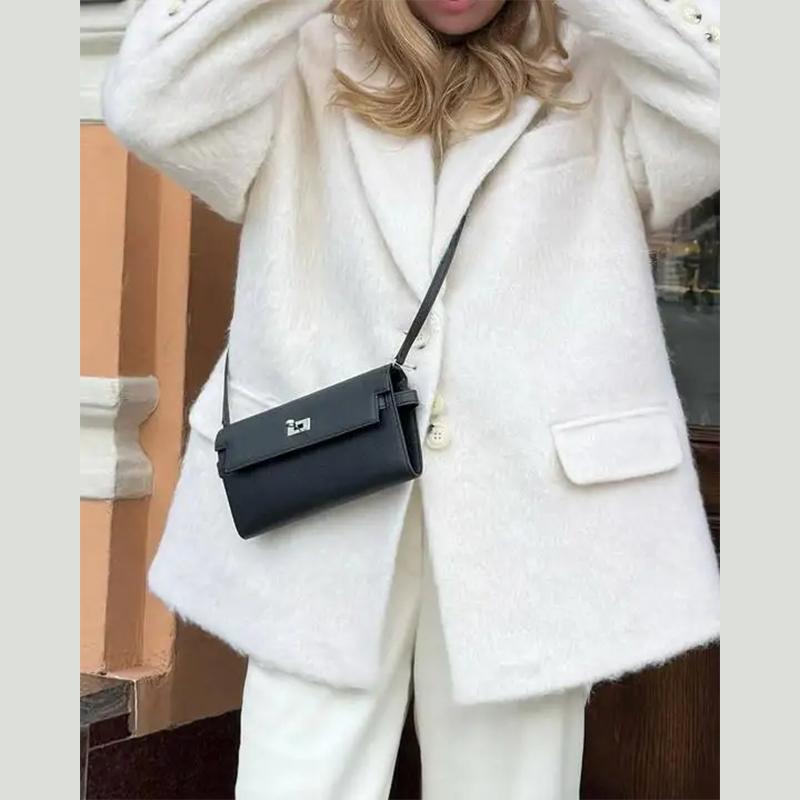 

Розовые шерстяные плюшевые пальто с лацканами Женские элегантные с длинным рукавом на пуговицах Пиджак-блейзер для офисной леди Зимняя мода Пакет Свободное пальто XL белый