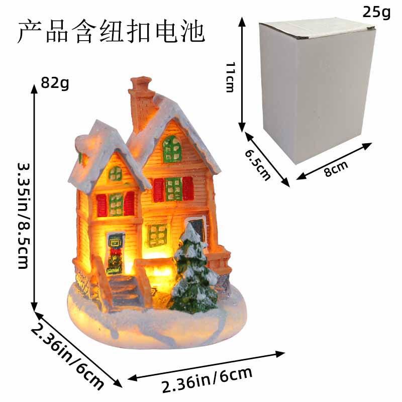 Jingchen new Christmas decorations resin hut colorful luminous house tabletop ornament