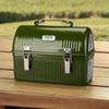 Vintage Metal Lunchbox with Handle and Latch Picnic Box 9.5L Storage Boxes Stores Food Drinks Water Bottle