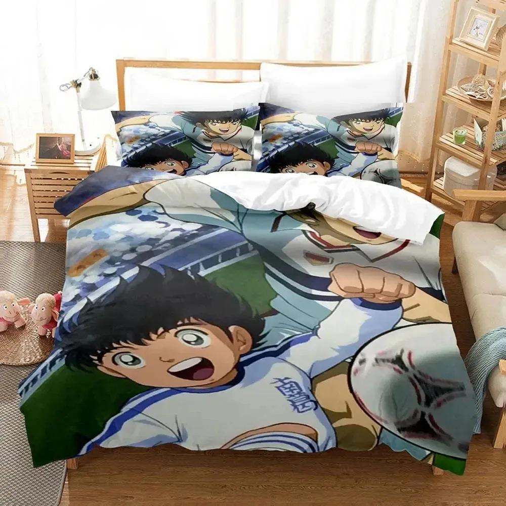 Comforter Anime Football Boy Captain Tsubasa Bedding Set Double Twin King Comforter Boys Girls Adults Bedroom