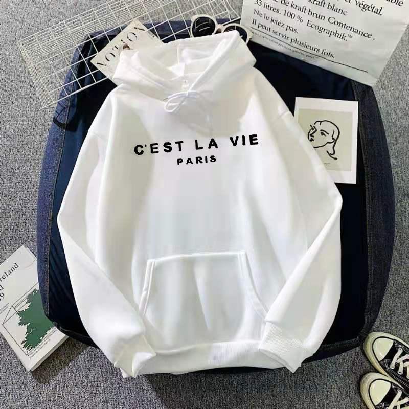 Letter Print Nový svetr s kapucí Dámský jarní líný styl s dlouhým rukávem, volný top s kapucí