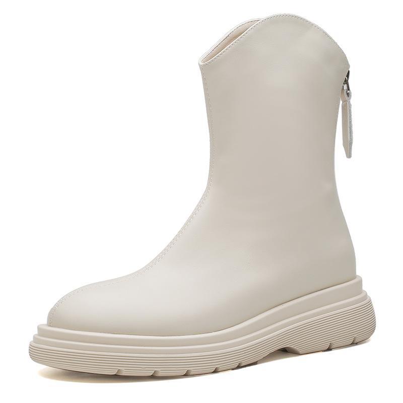 thick-soled Martin boots women's soft leather Chelsea boots women's flat-soled short boots autumn and winter single boots thin boots casual versatile