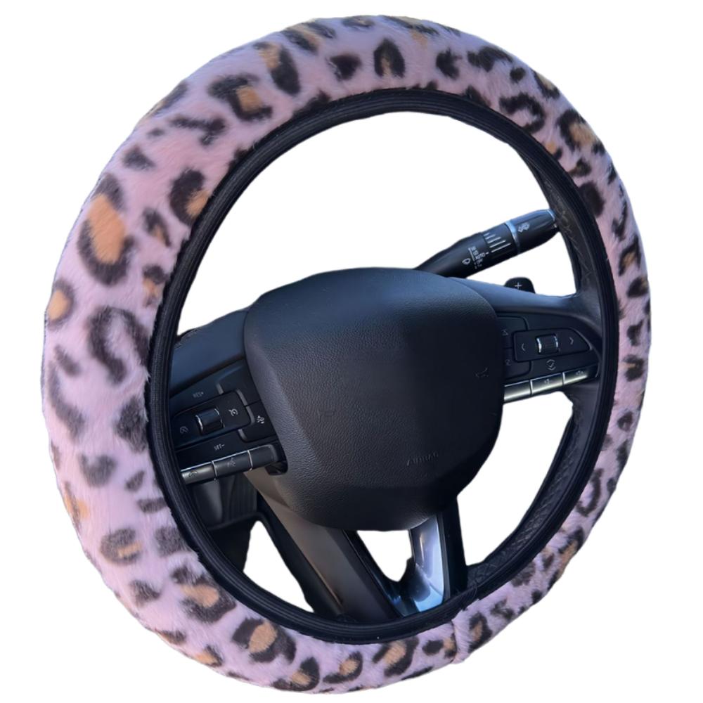 Leopard Steering Wheel Cover 38cm Car Steering Wheel Cover Fur Steering Wheel Cover  Vehicle Wheel розовый