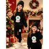 Girls' Christmas Snow Casual Comfortable Soft Loose Pullover Sweatshirt and Leggings 2-Piece Set, New Autumn/Winter, Playful, Sweet and Cool Style