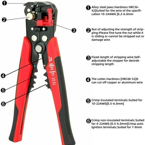 Wire Stripper Tool, Cable Stripper - 3-in-1 Self-Adjusting Wire Stripper Cutter, Wire Crimping Tool, Wire Pliers for Stripping, Cutting, and Crimping