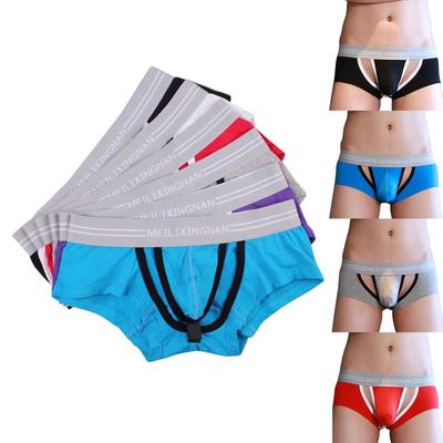Mid-Rise Men Transparent Underwear Boxer Briefs Shorts Hollow Bulge Pouch Underpants