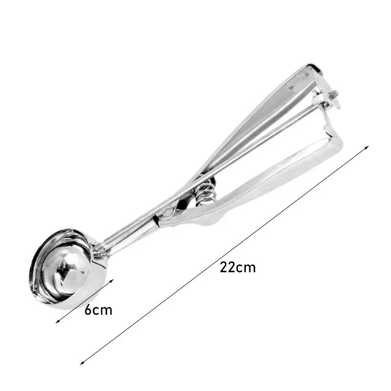 Thickened Stainless Steel Ice Cream Scoop with Trigger Fruit Baller Measuring Spoon for Baking Fruit Cookie Dough Cupcake