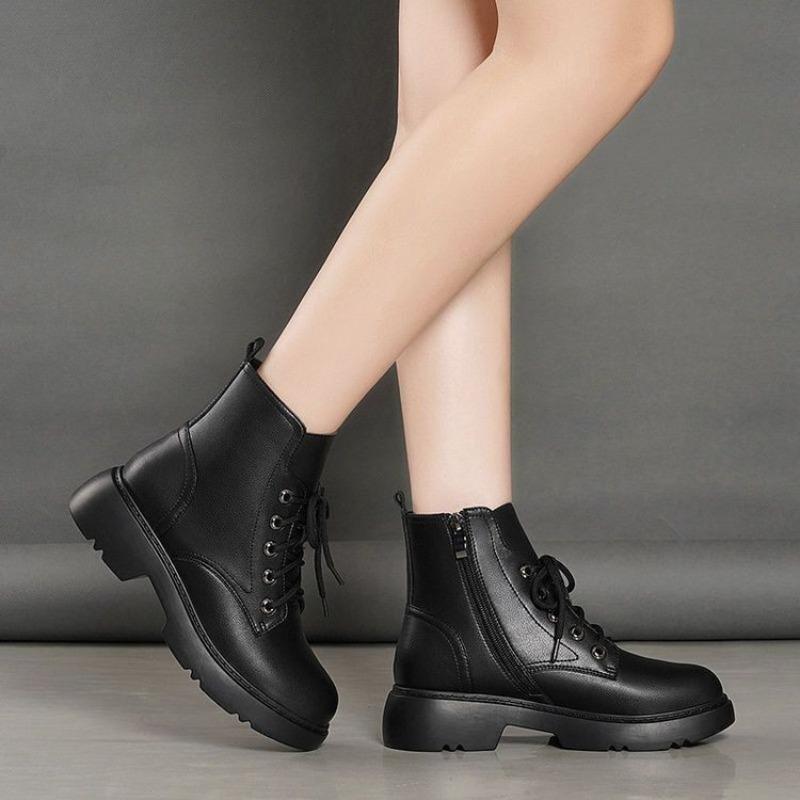 Neue flache Baumwollschuhe mit weicher Sohle für Herbst und Winter, dicksohlig, rutschfest, vielseitige Fleece-Stiefeletten