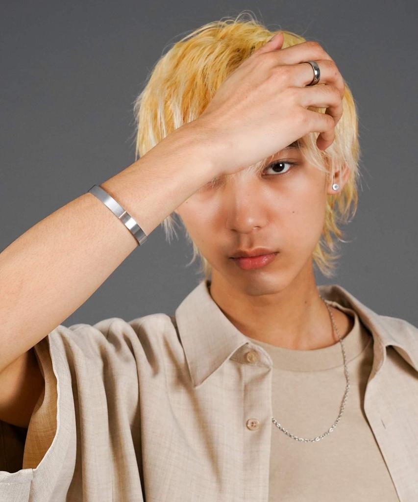 Bracelet Bangle Wide Straight Bangle Surgical Stainless Steel 316L Directly Managed [Lion Heart] Men's LH-1 (With Pouch)