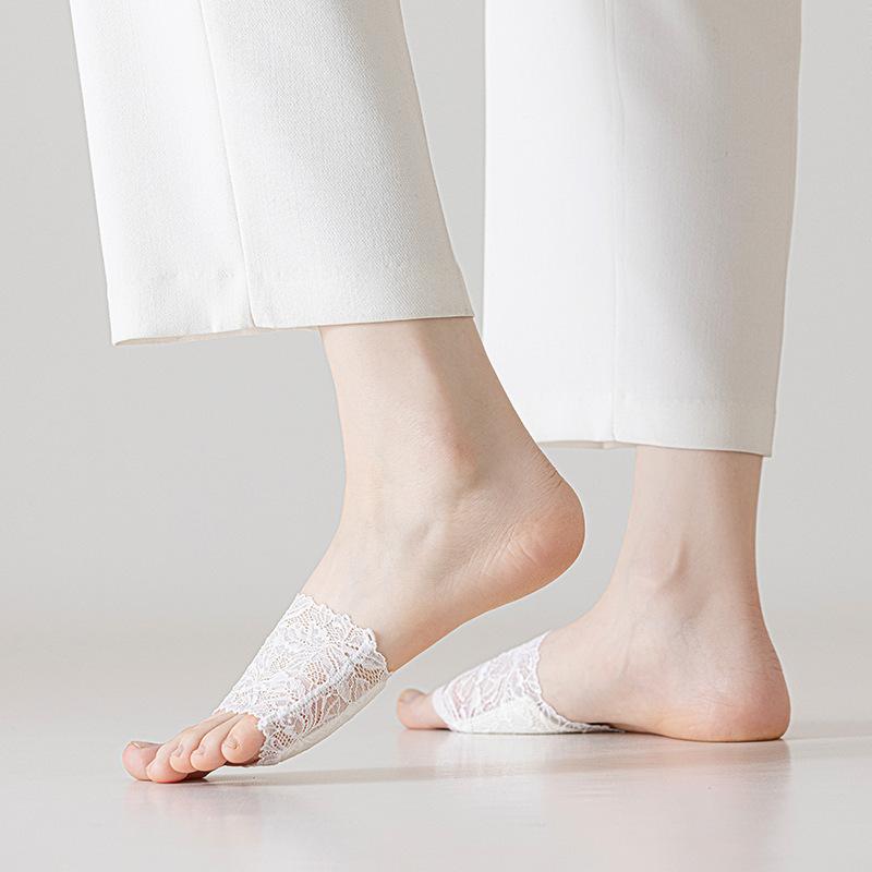 Vorfußpolster für Damen High Heels Halbe Einlegesohlen Rutschfest Fußpflege Zehensocken Sommer Dünn Unsichtbare No-Show-Socken Socken-Slipper