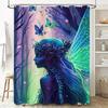 Beautiful Fairy Shower Curtain Enchanted Forest Design with Wings and Butterflies for Bathroom Decorations Soft Fabric Material