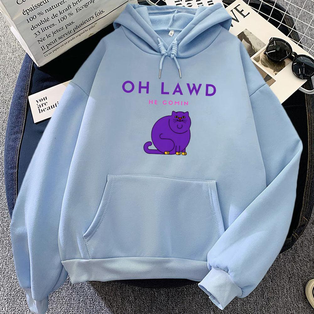 Long Sleeve Men/Women Hoodies Oh Lawd He Treading Letter Printing Sweatshirts Cartoon Funny Graphic Sudaderas Fleece Soft Hoodie