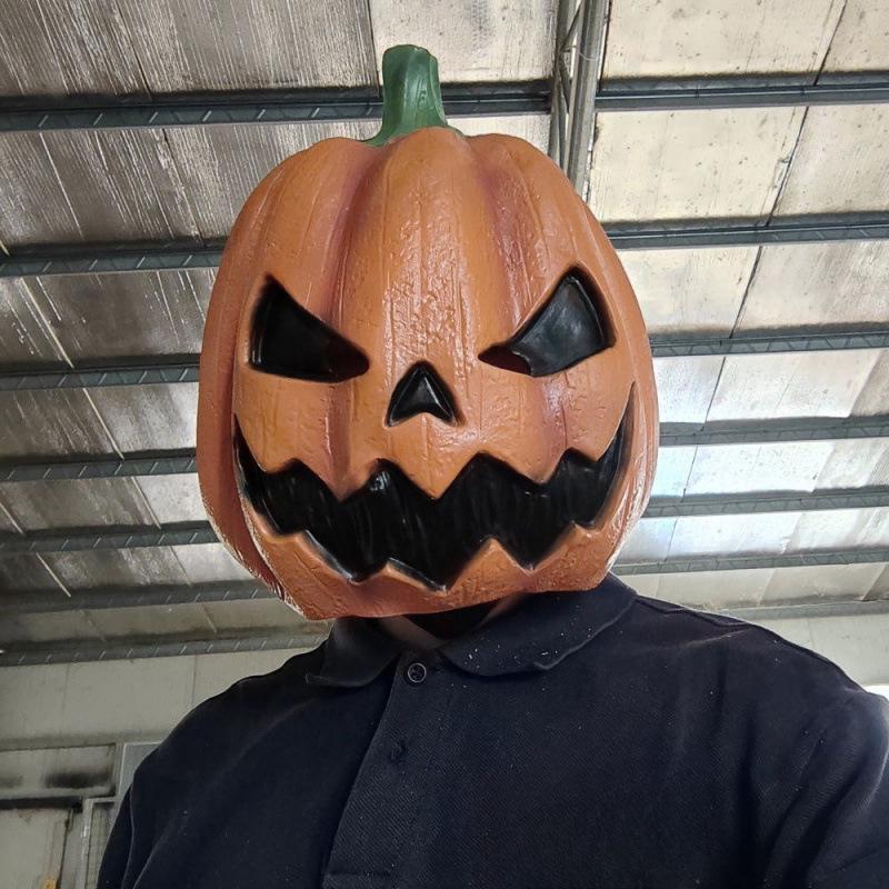 

Halloween Horror Pumpkin Mask - Latex Demon Headgear for Carnival & Party Performance