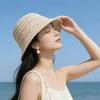 Summer New Visor Hat Woven Hollowed Out Travel Straw Hat Sunscreen Hat Bucket Hat
