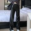 Office-lady Solid High-waist Leather Pants Streetwear Casual Straight Ladies Trousers Autumn Fashion Loose Black Pu Pants 29392