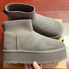 2027 New Design Winter Snow Boots Women Fur Warm Ultra Mini Platform Ankle Boots Genuine Leather High Heel Slippers Wool Shoes