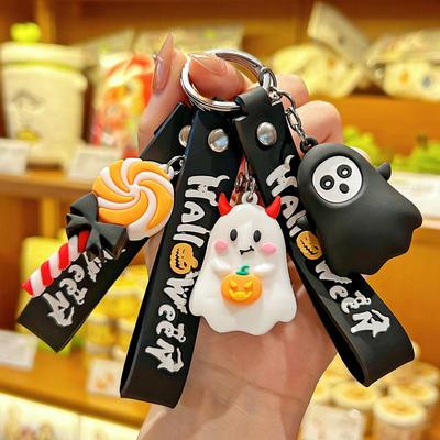 Halloween Ghost Pumpkin Lantern Keychain - Cute Pendant Bag Accessory, Small Gift