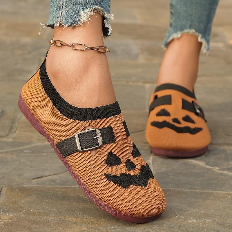 Autumn new women's shoes Halloween pumpkin casual cloth shoes lightweight breathable versatile single shoes wholesale