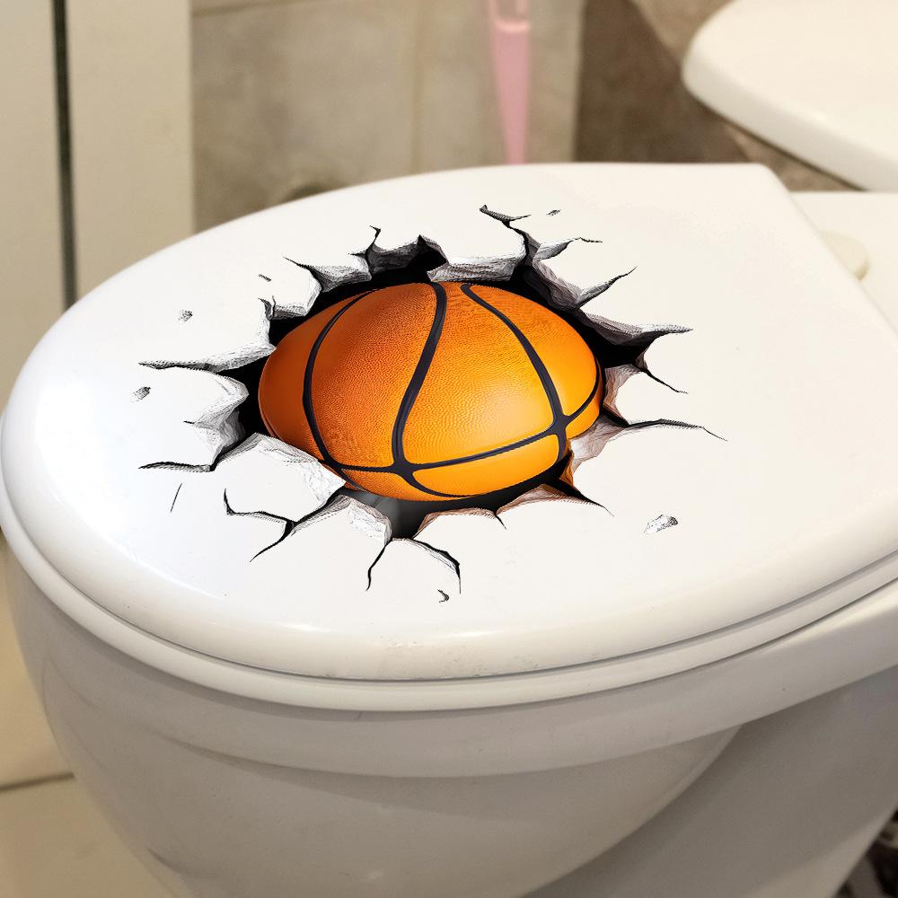 Creative Broken Basketball Bathroom Toilet Beautification Decorative Stickers