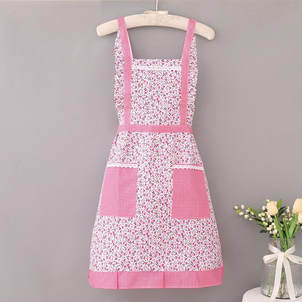 New Adjustable Print Apron Cotton Waterproof Cooking Accessory Extended Anti-wear Korean Dress